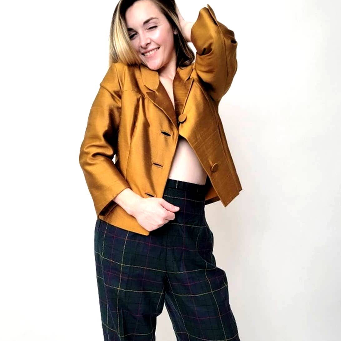 Vintage 60's Gino Rossi Gold Cropped Blazer Jacket
