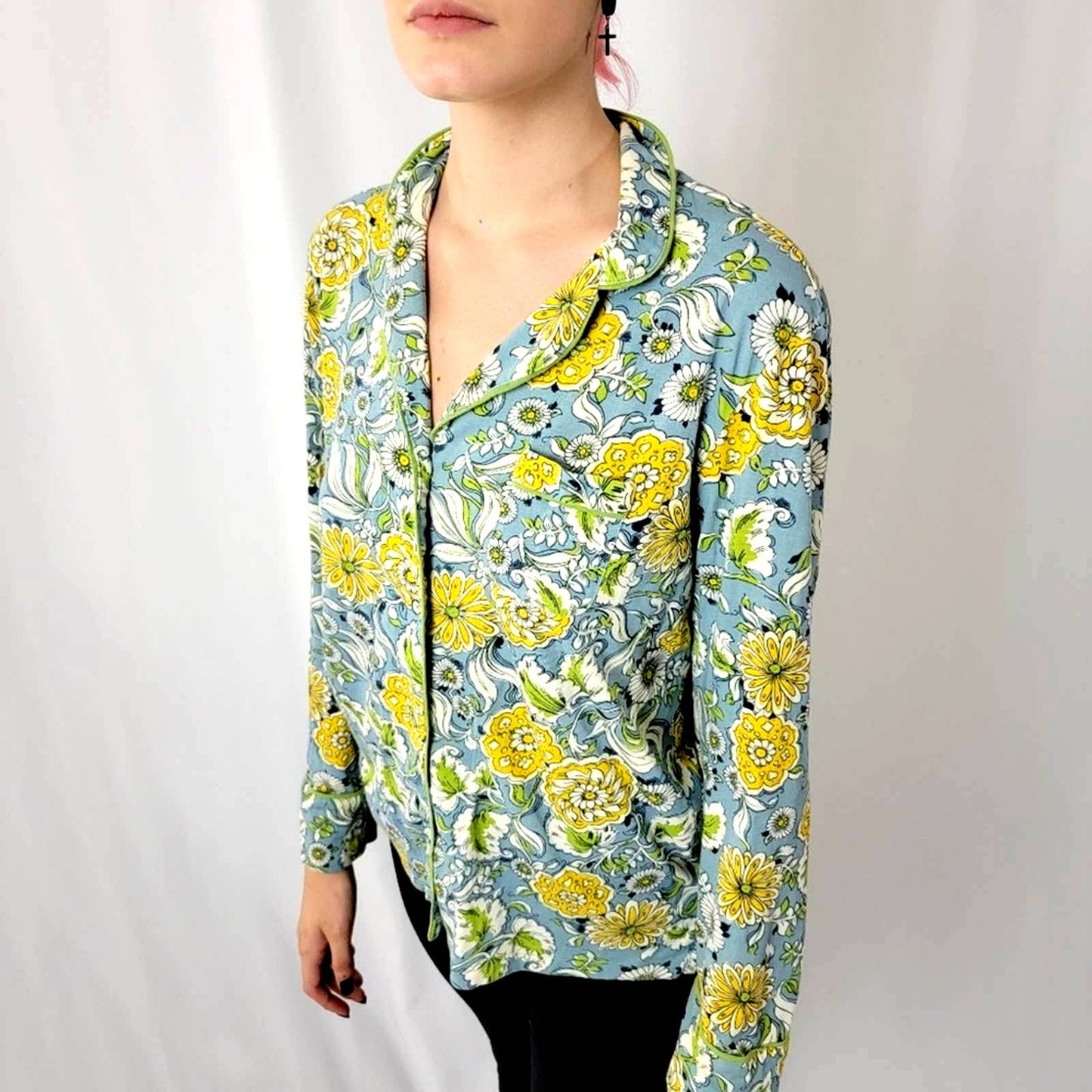 NWT Anthropologie Oversized 70s Floral Paisley Button Down - XS