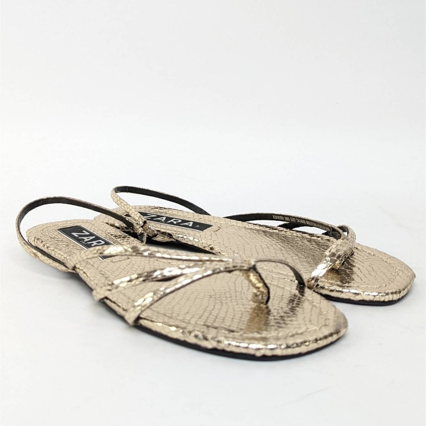 Zara Shimmery Gold Flip Flop Sandals - 6.5