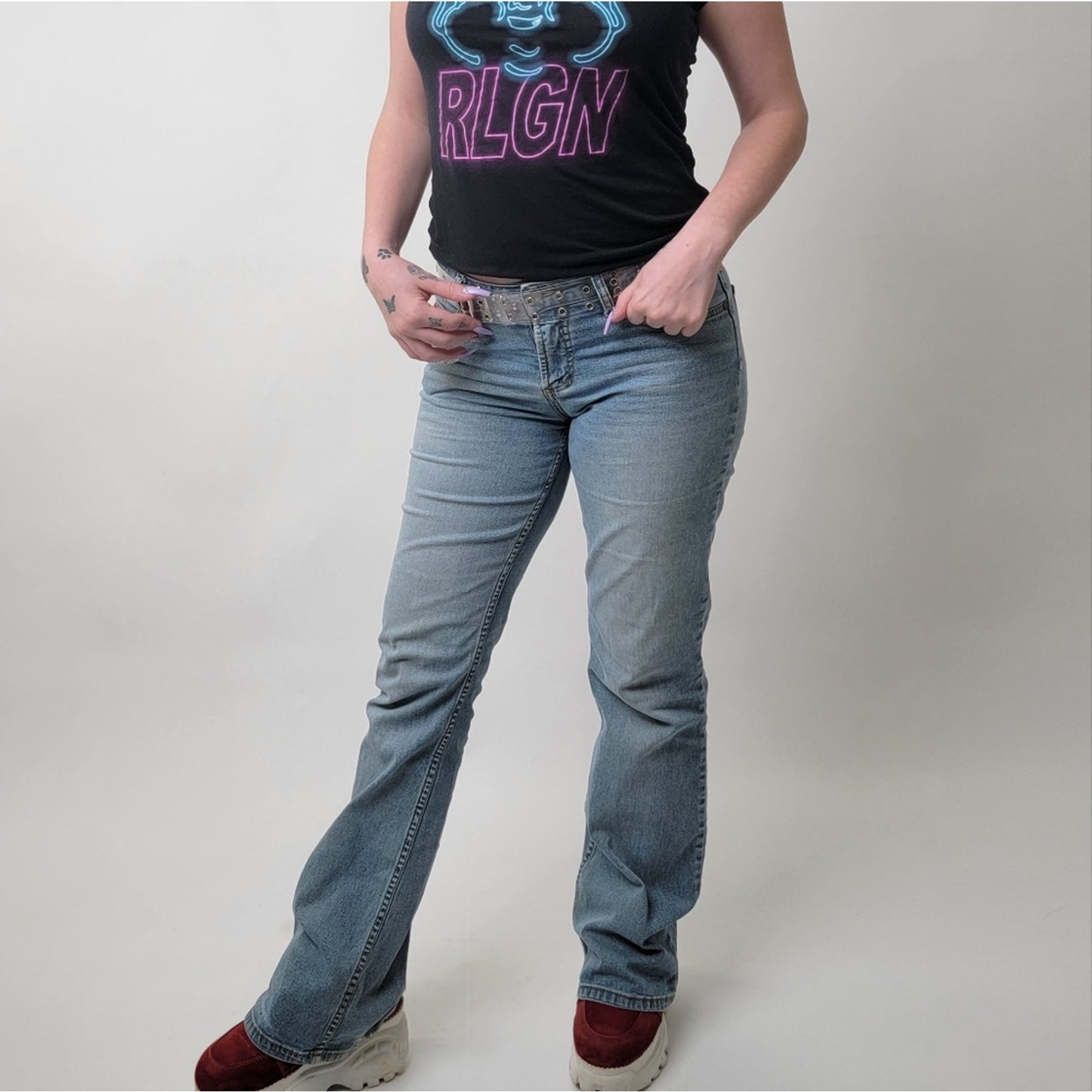 Vintage Y2K Flare low rise light wash Paris Blues Jeans - 9
