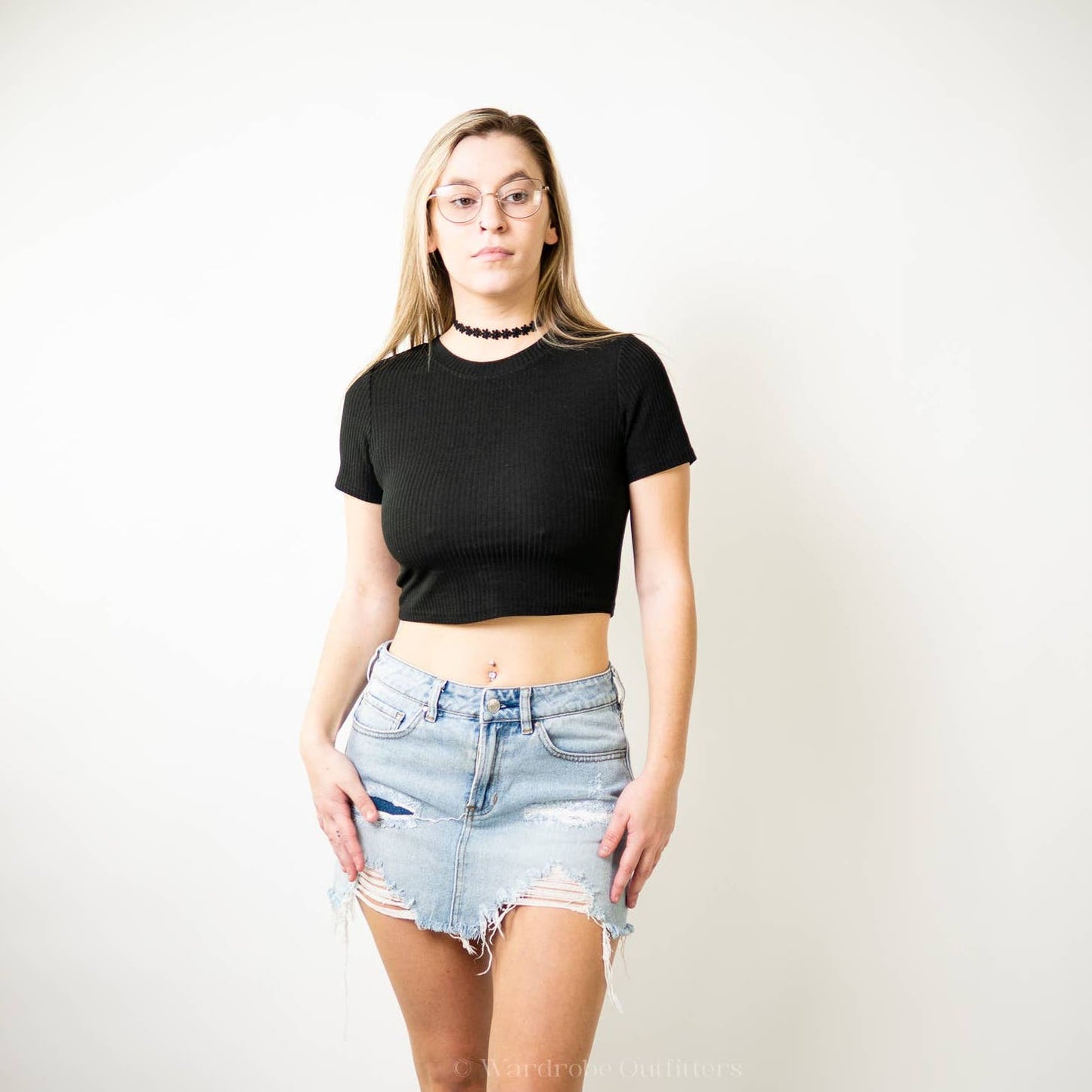 PacSun Distressed Raw Hem Denim A-Line Mini Skirt