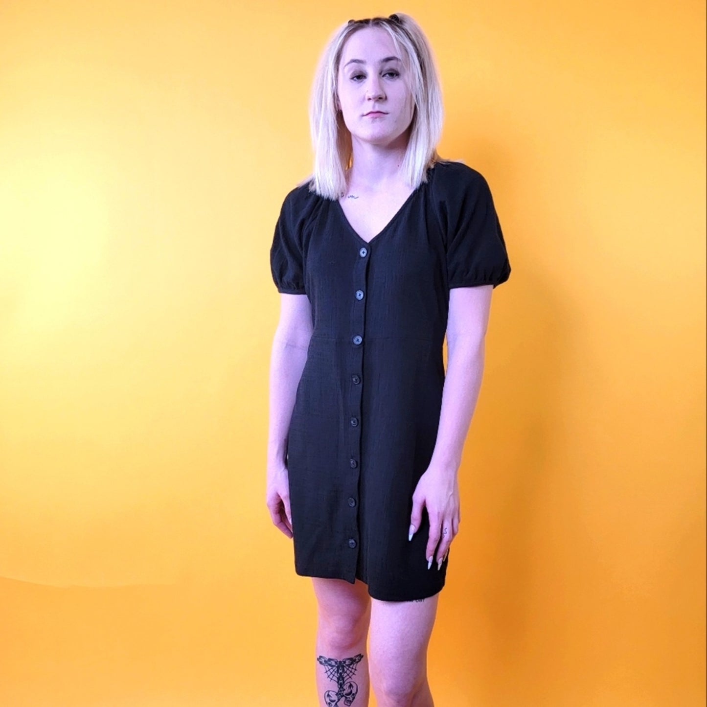 Madewell Textured & Tread Puff Sleeve Dress - S