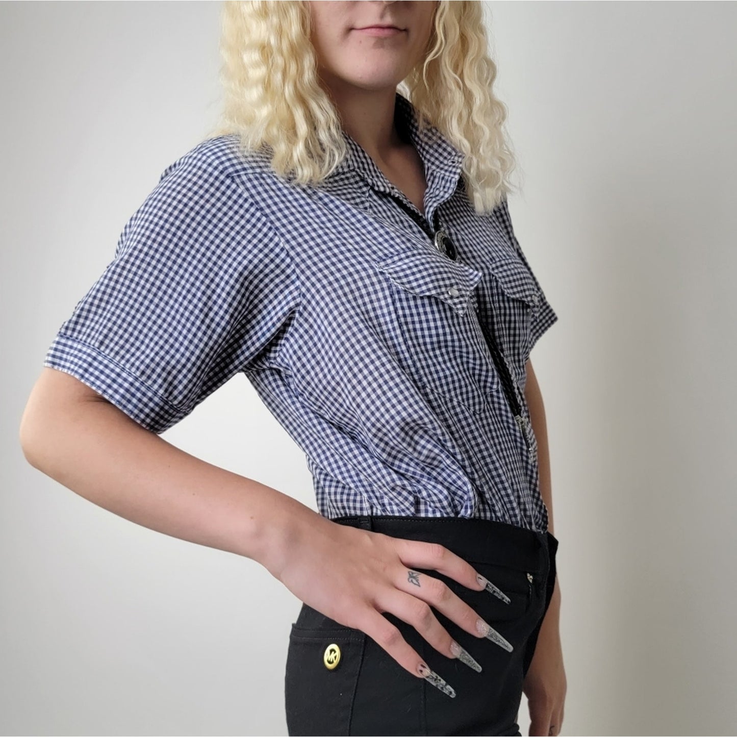 Vintage 70s Plaid Western Pearl Snap Shirt - S