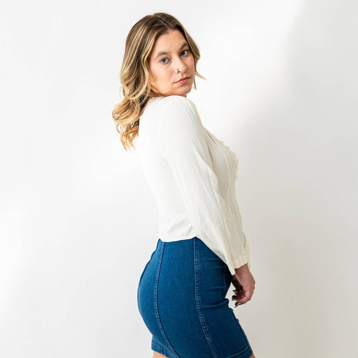 Vintage 90s Sexy Low Cute Lace Blouse