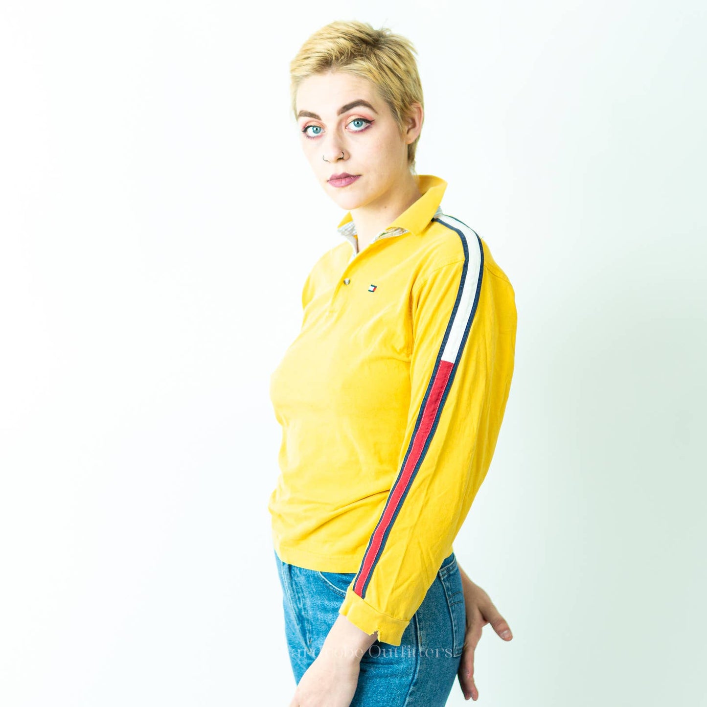 Vintage Y2K Tommy Hilfiger Color Block Long Sleeved Rugby Shirt