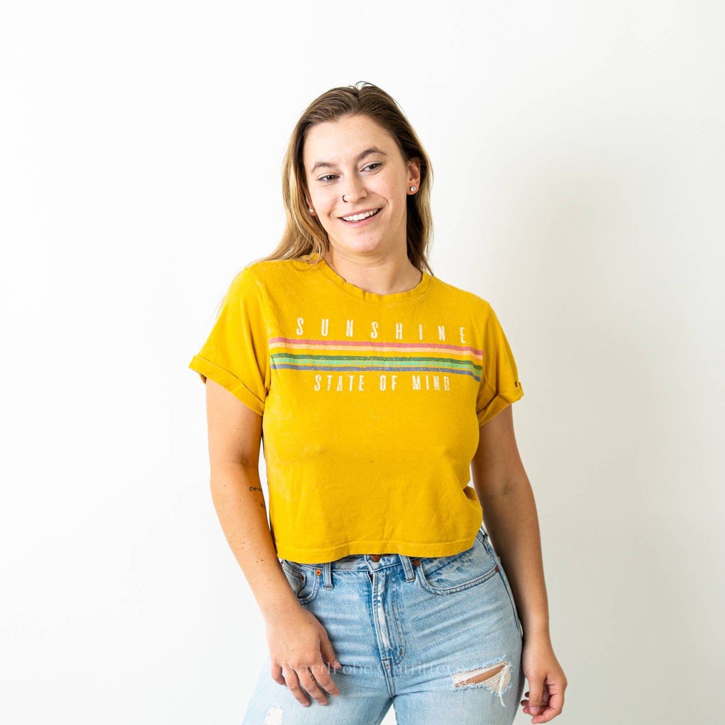 Vibe N' "Sunshine" Yellow Cropped Tee Shirt