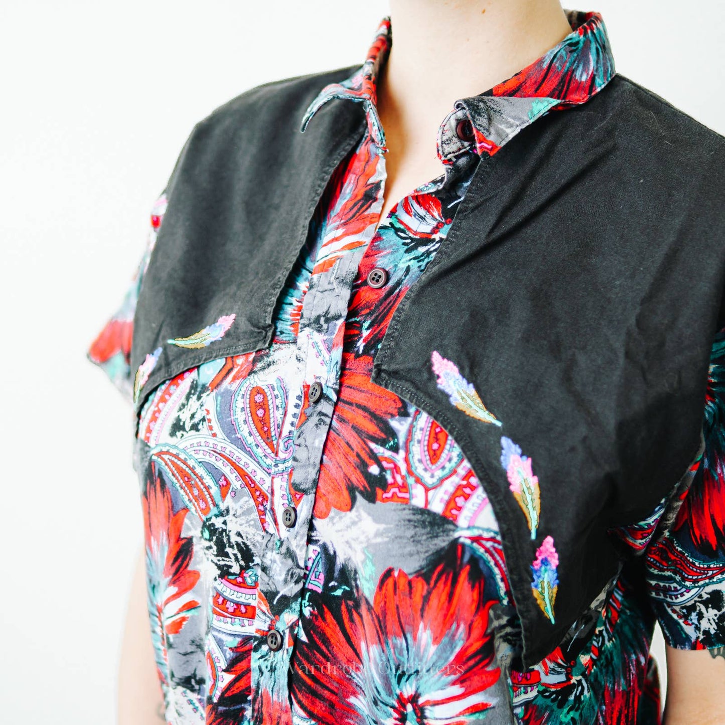 Vintage 90s Western Tribal Flyback Button Down Shirt - M