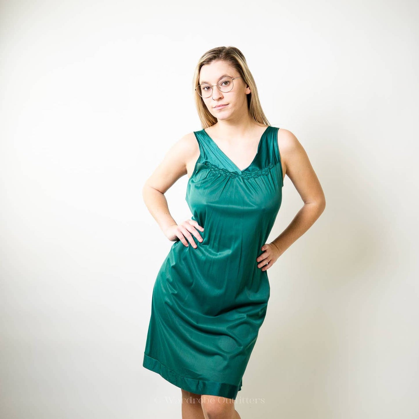 Vintage Emerald Green Lingerie Nightgown