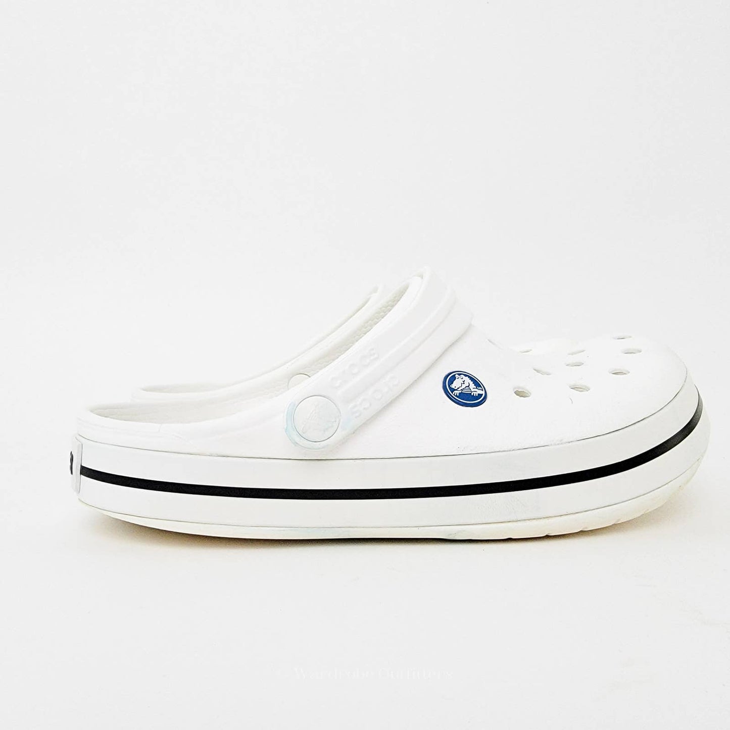 Classic White Stripe Crocs - 6