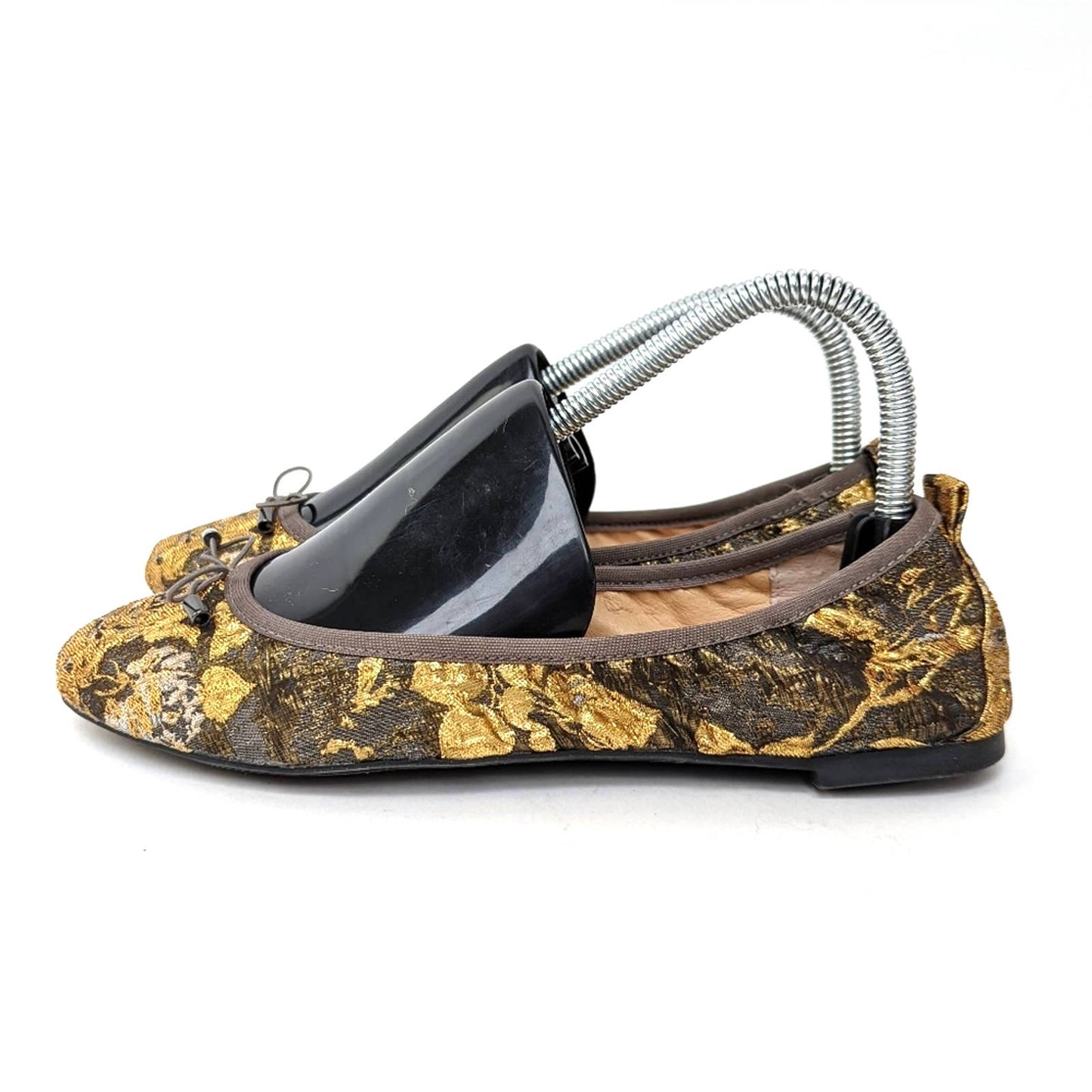 Jessica Simpson Nolan Bow Shimmery Gold Floral Ballet Flats - 7.5