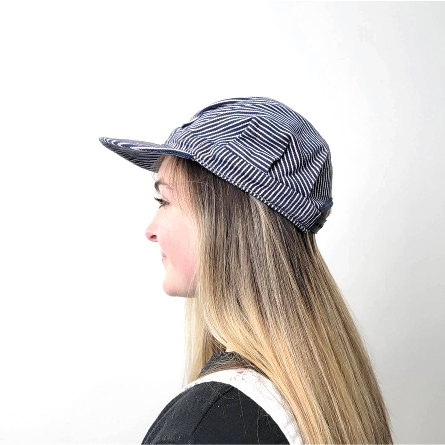 Vintage 90s Striped Engineers Single Panel Snapback Hat