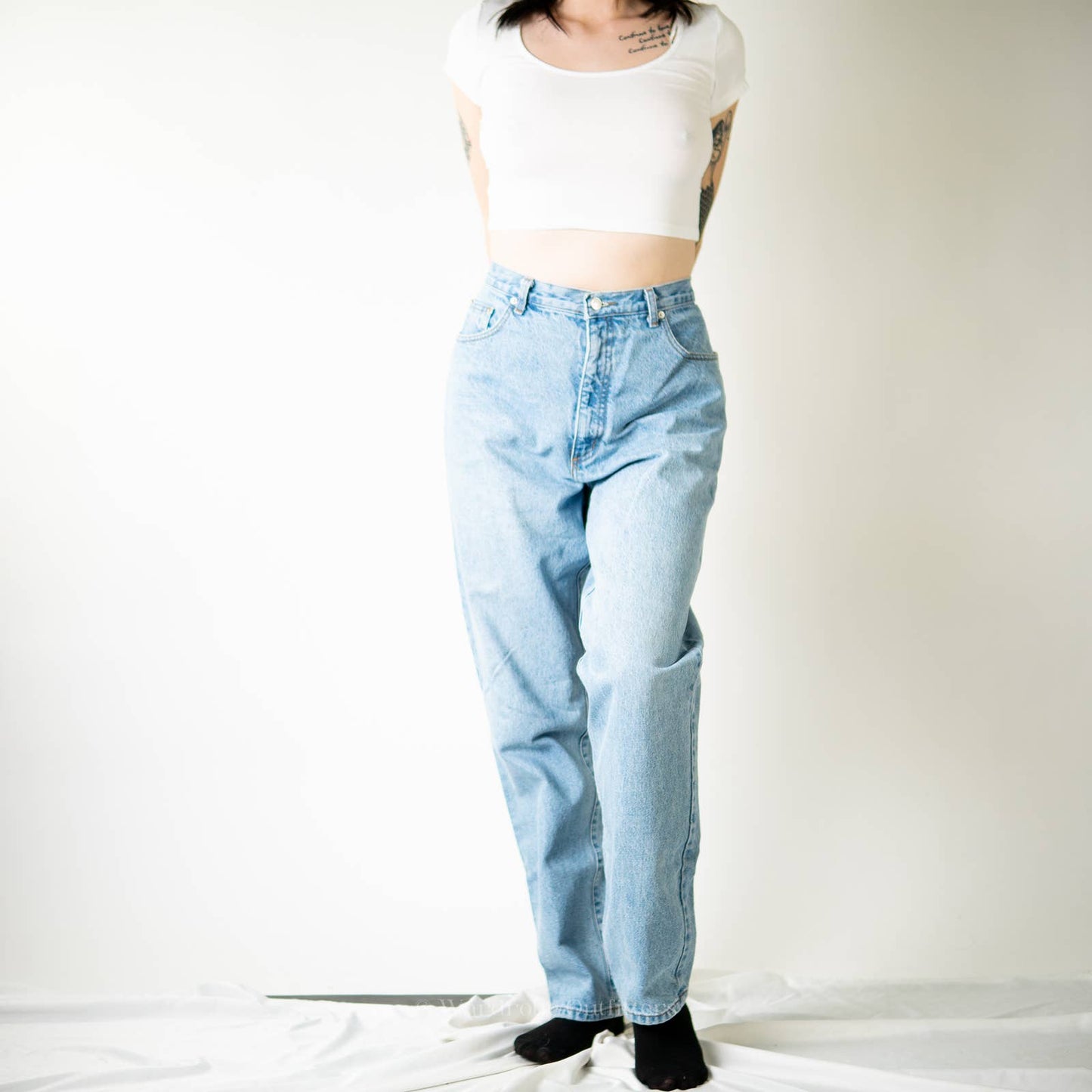 Vintage 90s Guess Jeans High Rise Faded Distressed Straight Leg Jeans