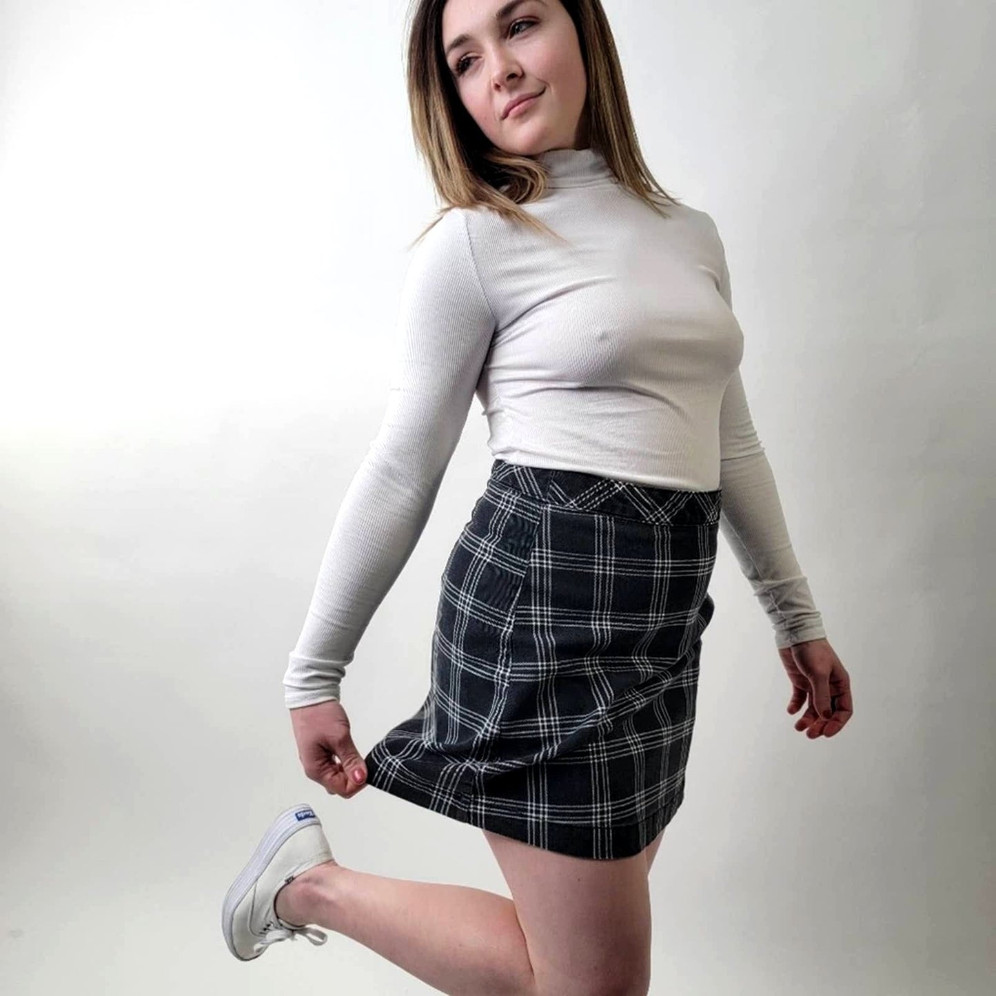 H&M Black & Plaid Skirt - 6