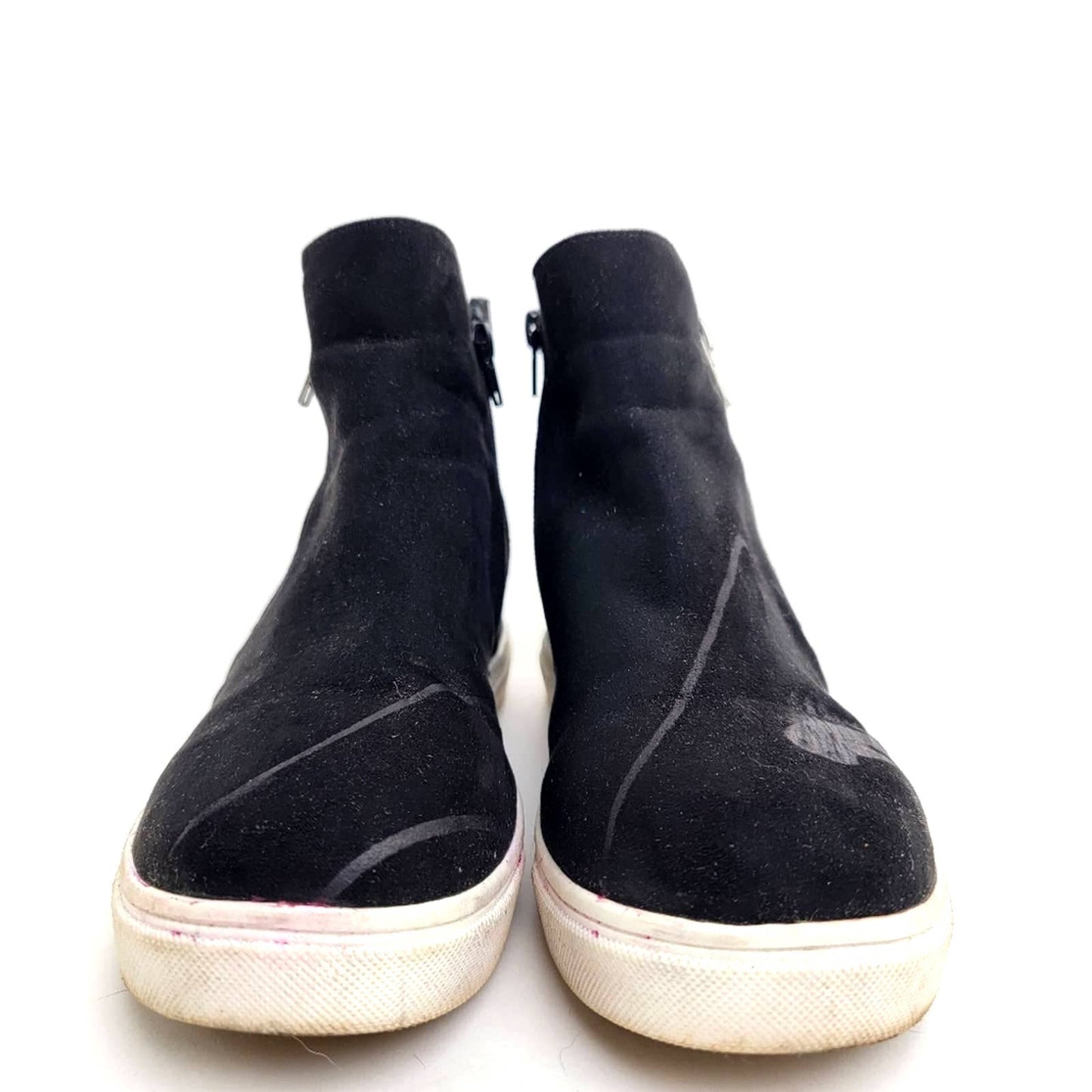Madden Girl Piper Black Hidden Wedge Sneaker Booties - 8