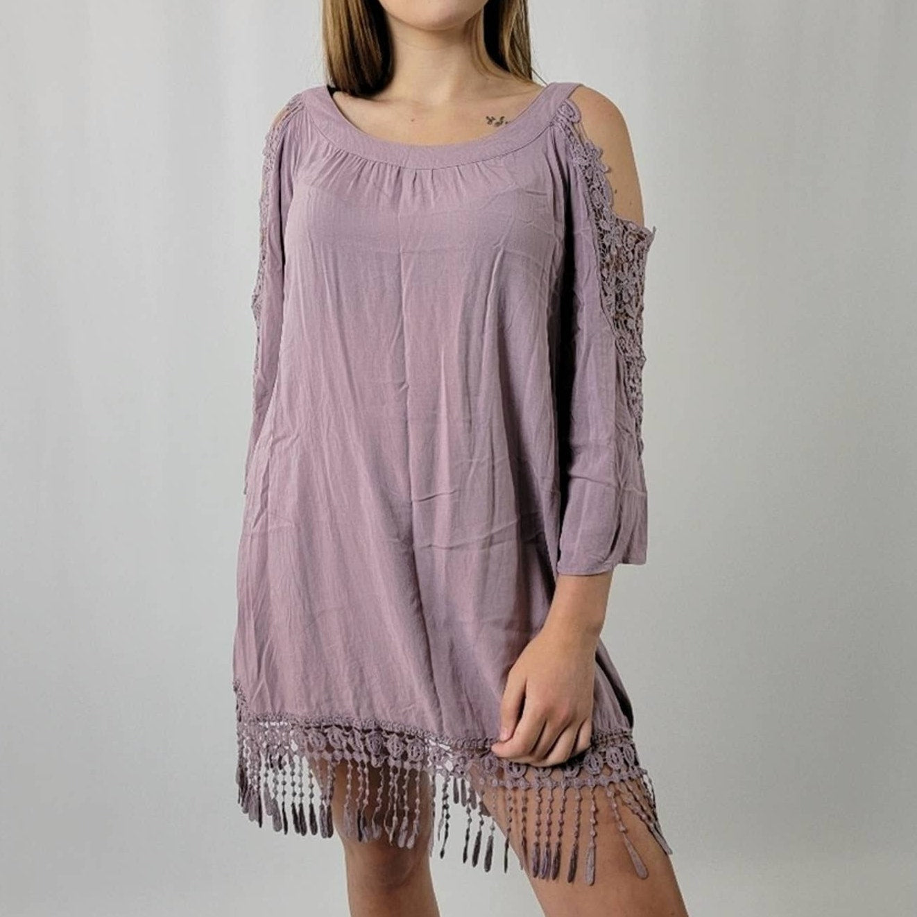 Venus Cold Shoulder Dress in Lavender - S