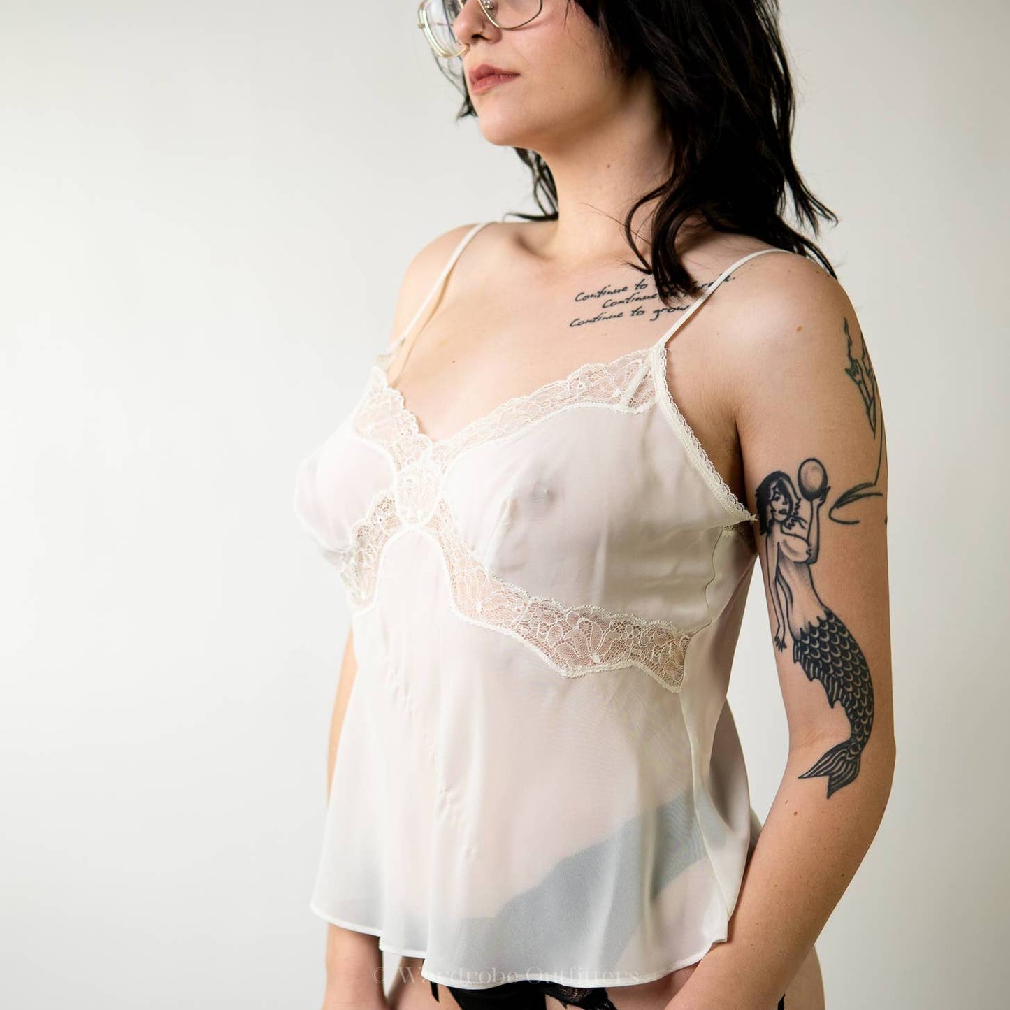 Vintage 90s Vanity Fair White Sheer Lace Cami
