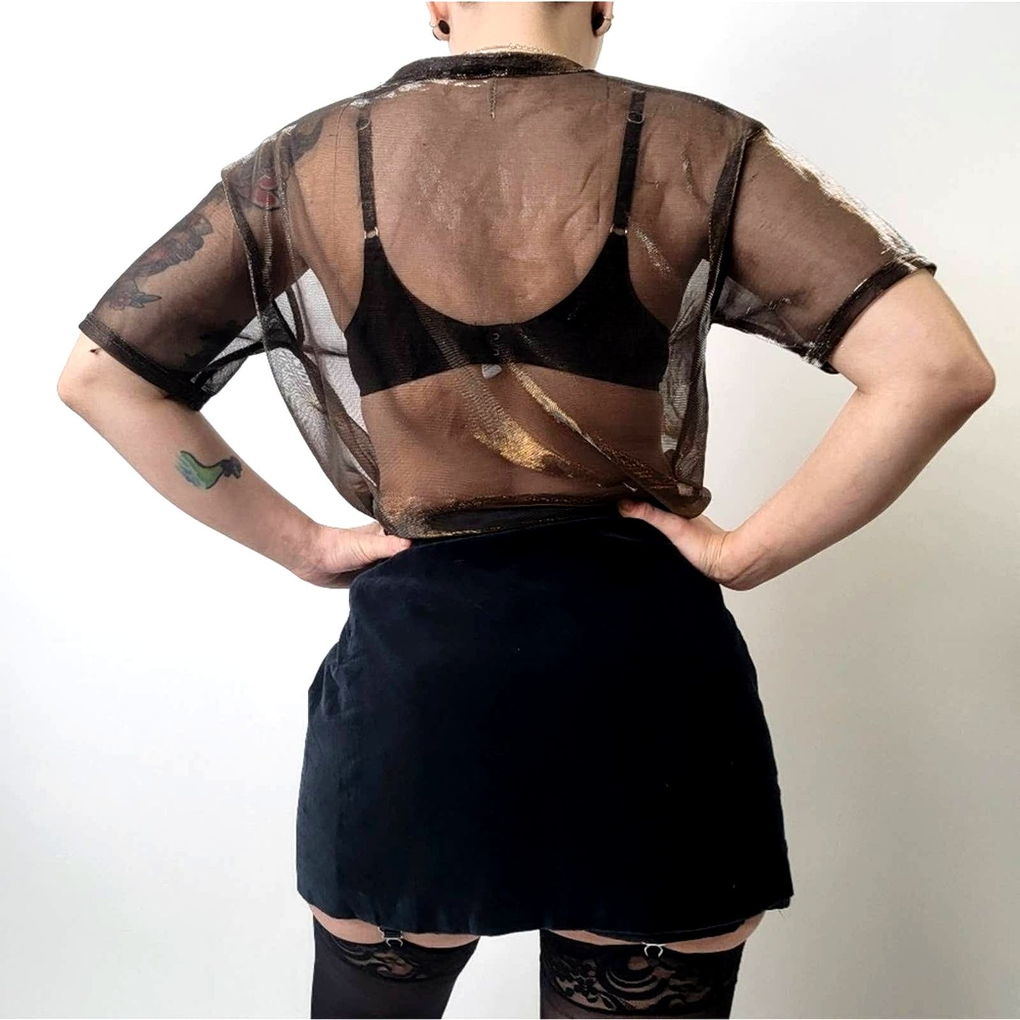 Vintage 90s Velour Velvet grungy Black Skirt