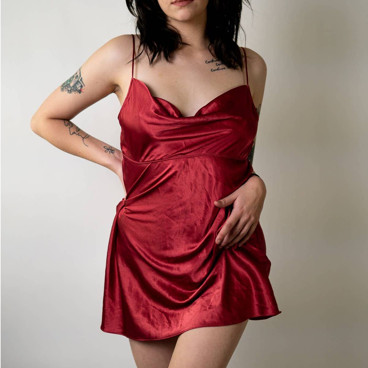 Vintage Y2K Victoria's Secret Red Silky Nightie Dress Gown Lingerie - L