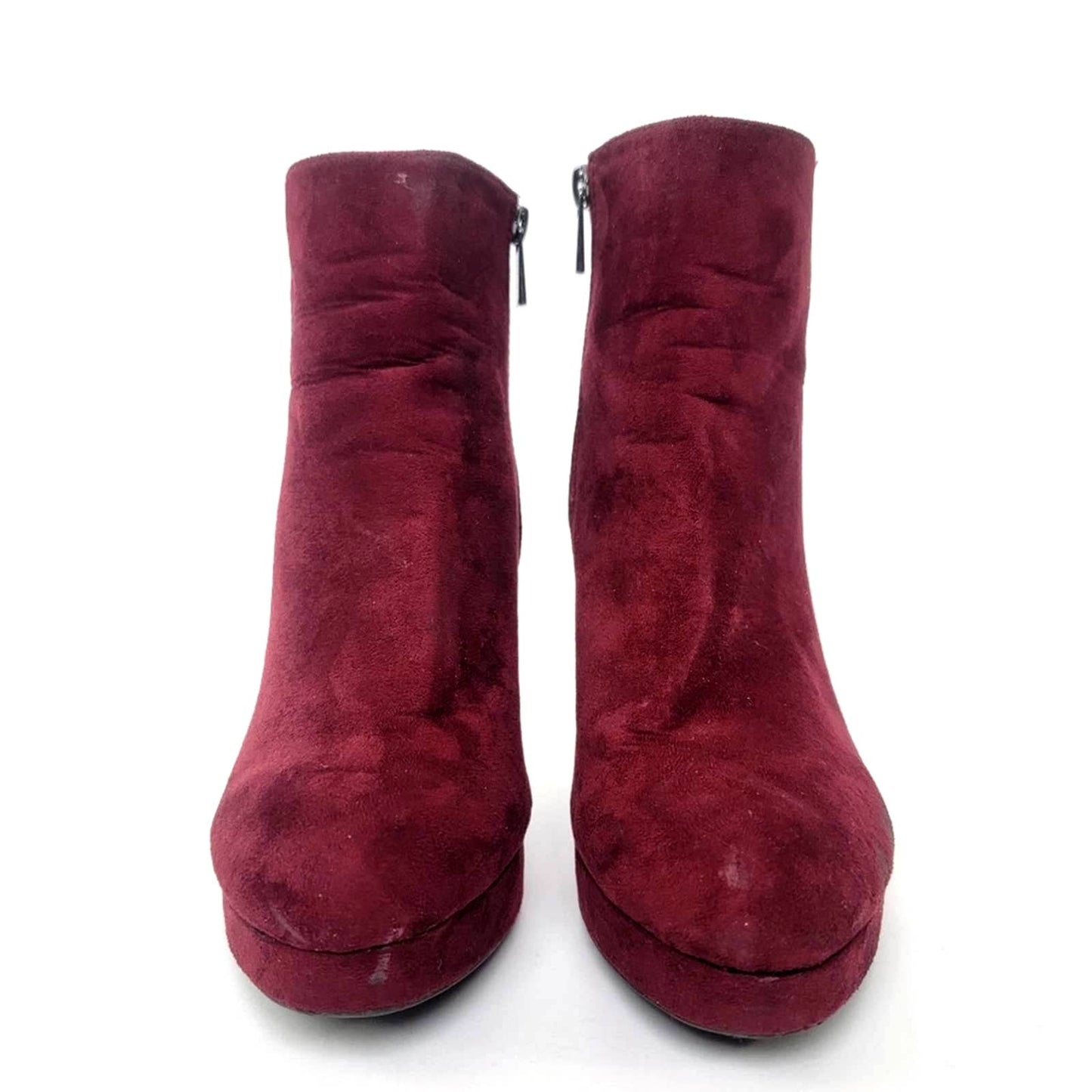 Chunky Platform Heel Faux Suede Ankle Booties - 9