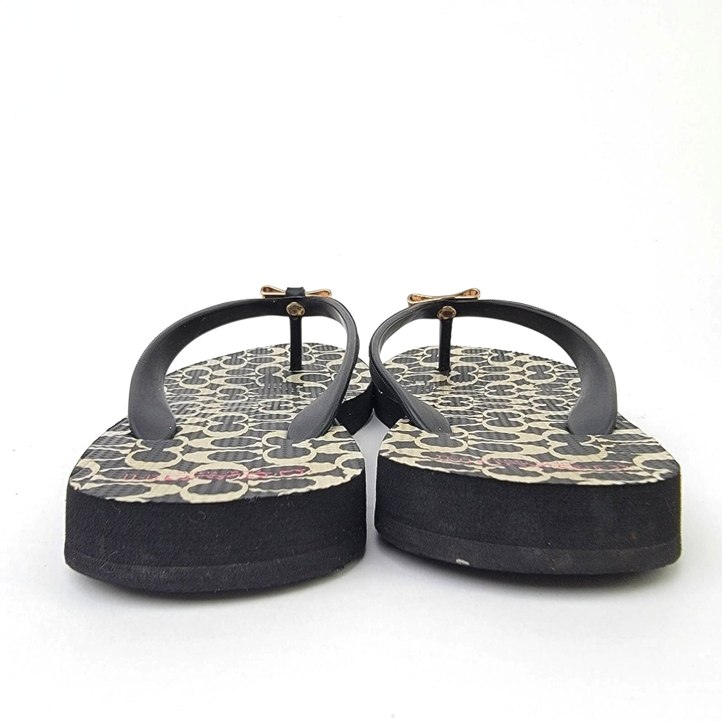 Coach New York Black LOGO Flip Flop Sandals - 5/6