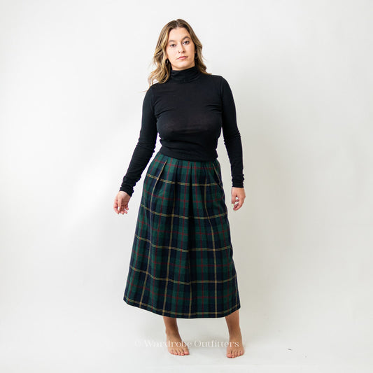J.G. Hook Plaid Tartan Full Length Wool Maxi Skirt