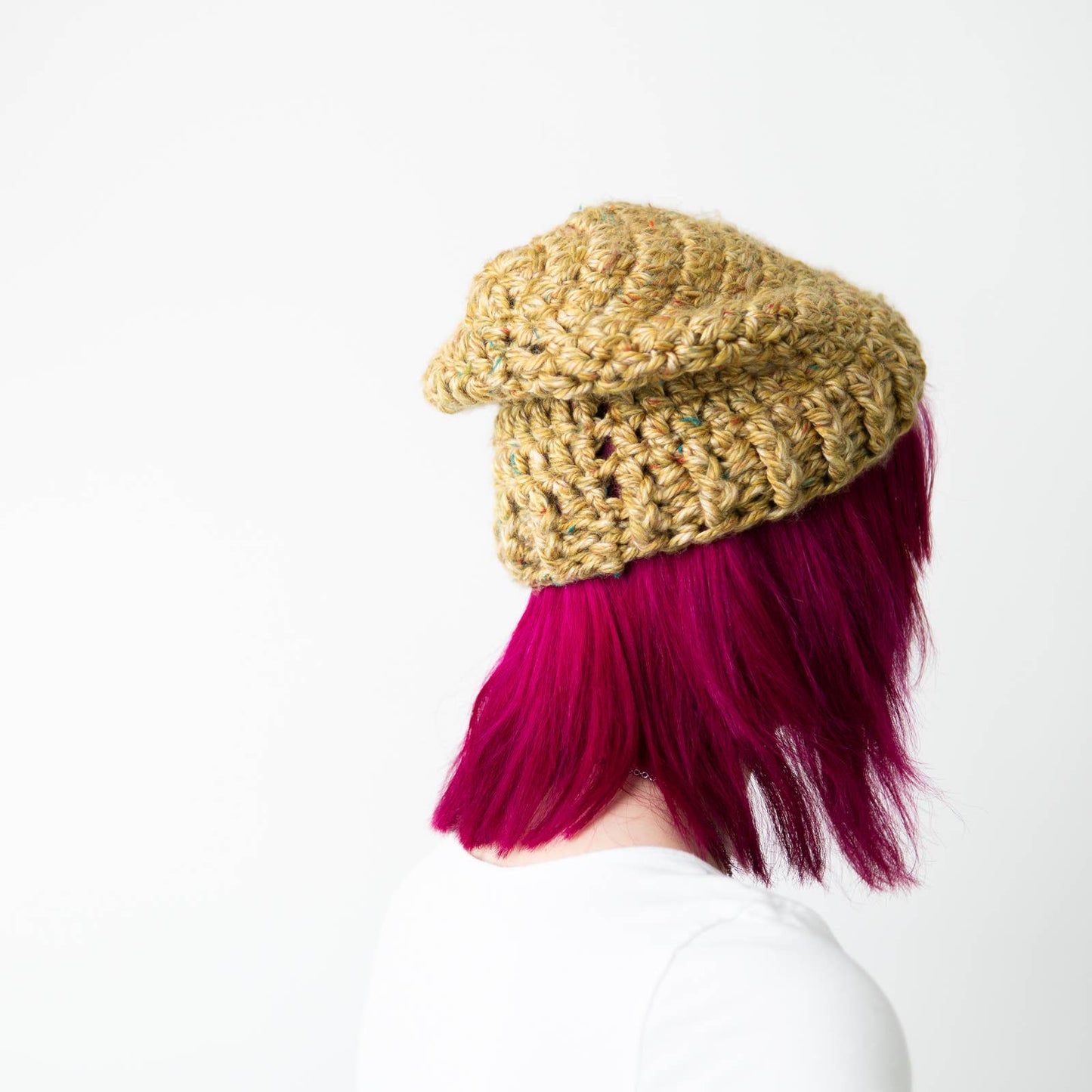 Handmade Crochet Knit Mustard Yellow Beanie