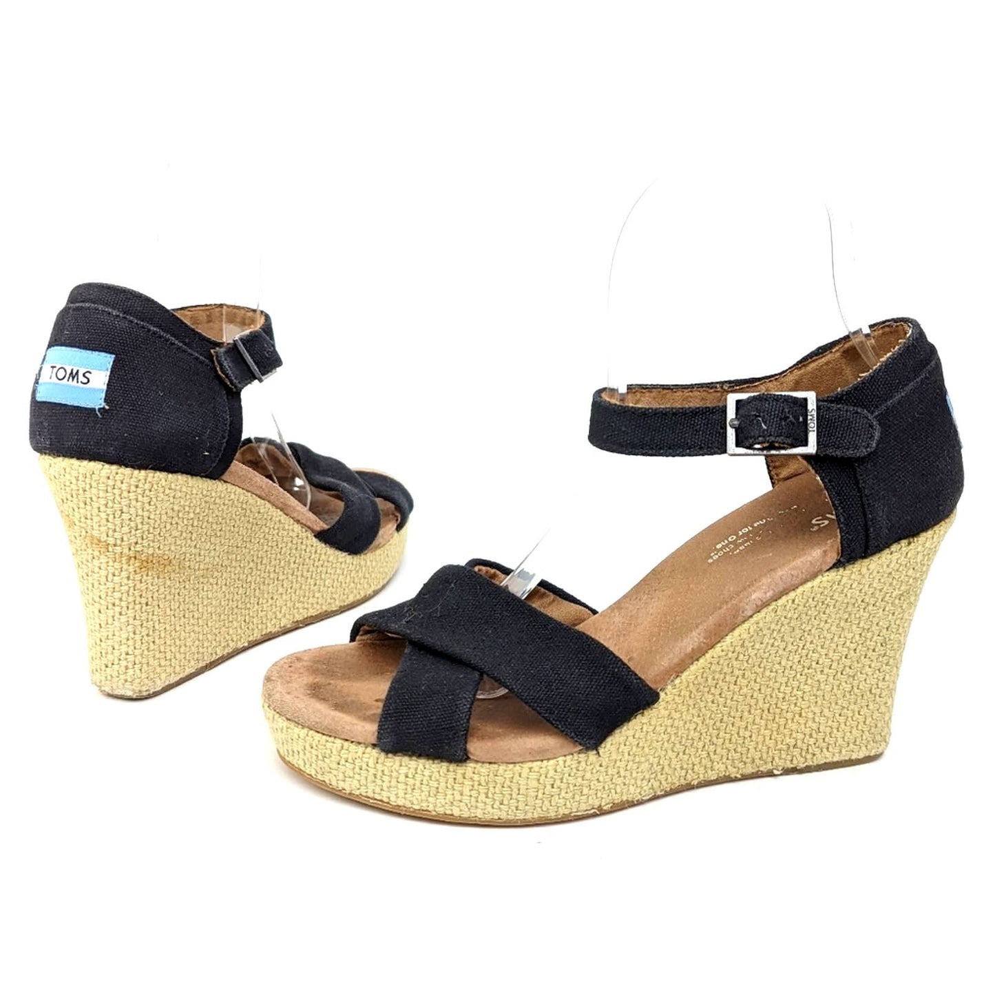 Toms Open Toe Strappy Wedge Espadrille Heels - 7.5
