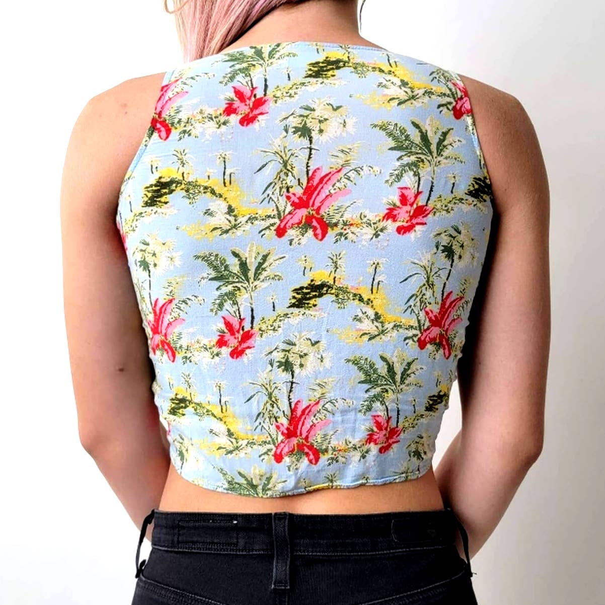ZARA Floral Tie Front Crop Top