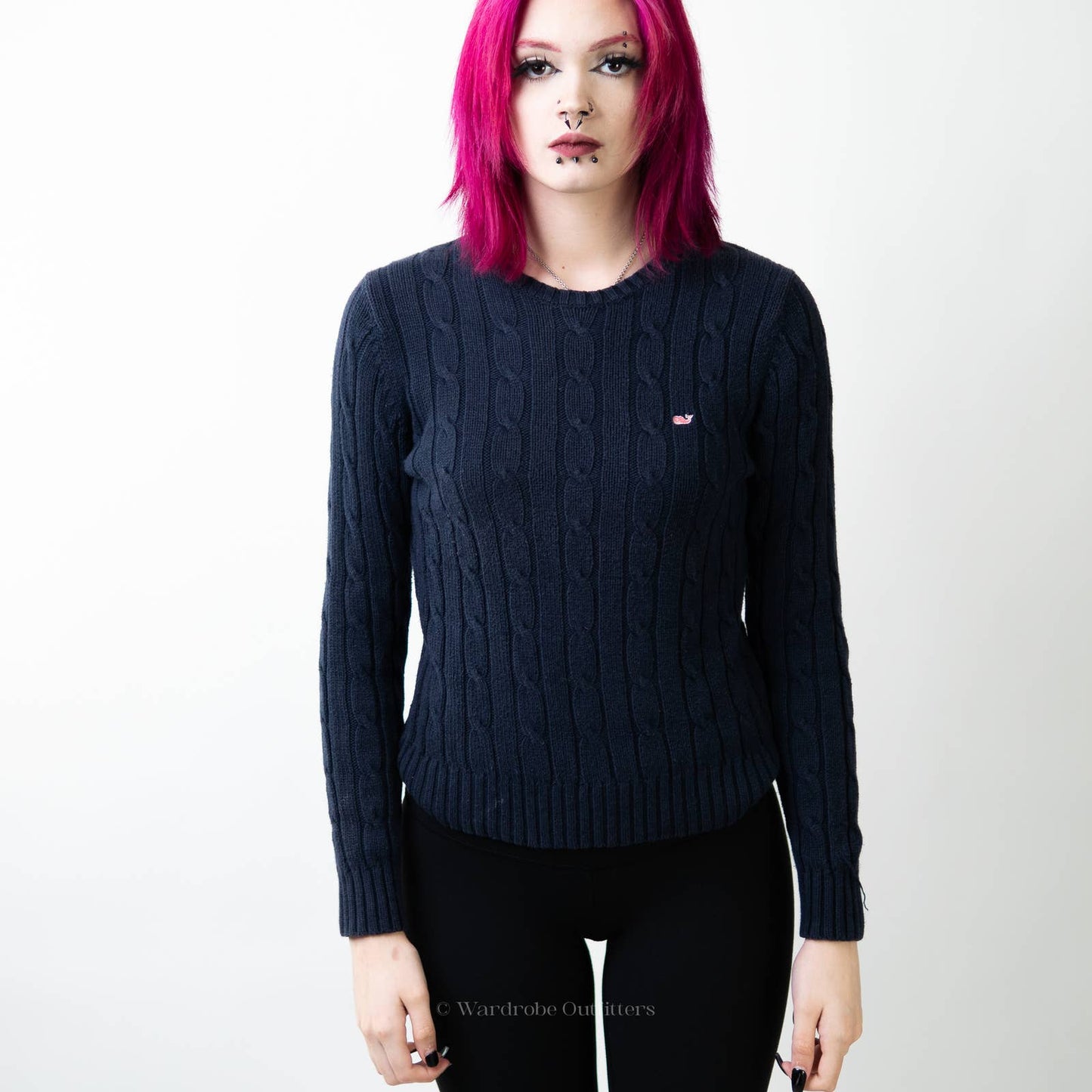 Vineyard Vines Navy Blue Cable Knit Pullover Sweater - M