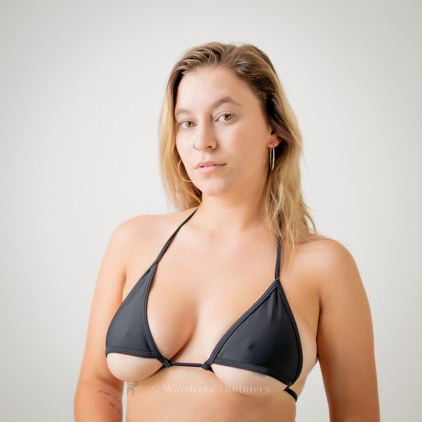 Cut-out Micro Triangle Thong Bikini Swimsuit Top