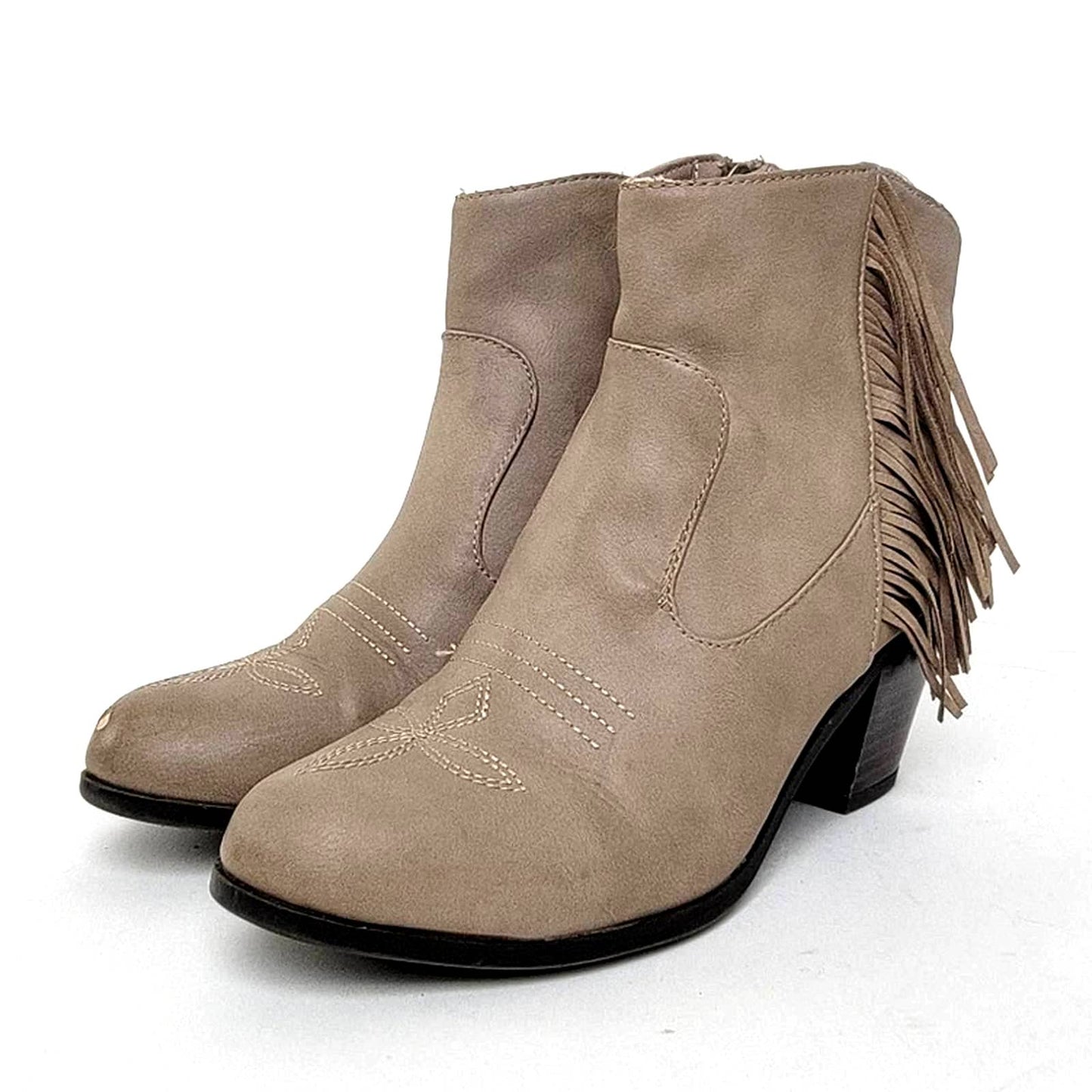 Sam & Libby Watson Fringe Chunky Heeled Ankle Boots - 6.5