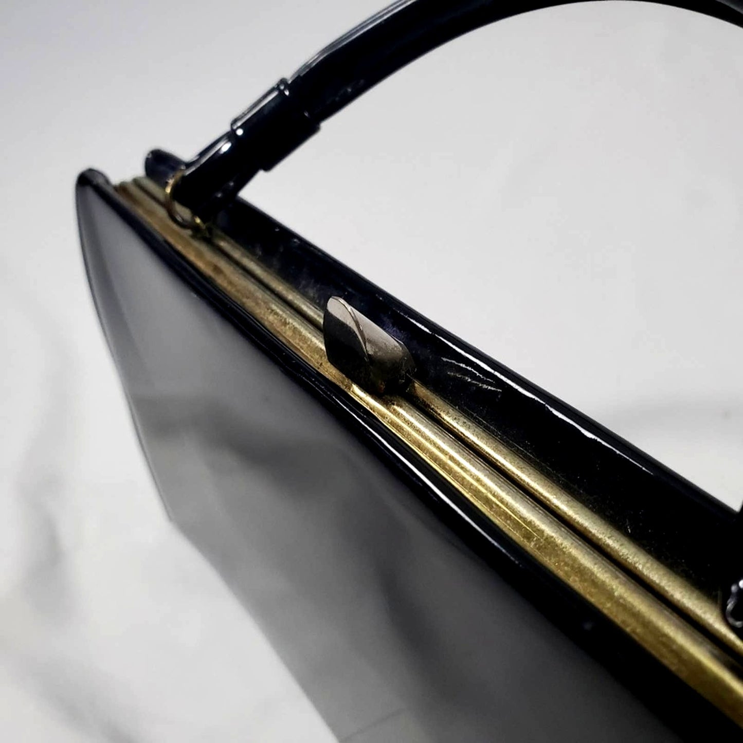 Vintage 1950's Black Handbag Purse Tote Clutch