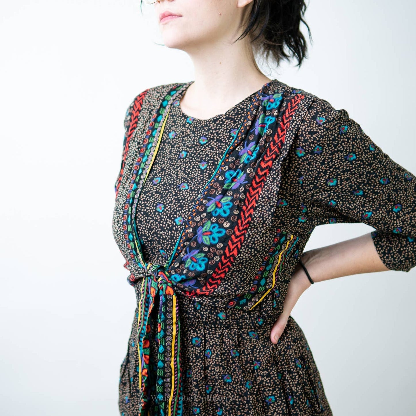 Vintage 90s Boho Cottagecore Romper Dress - M
