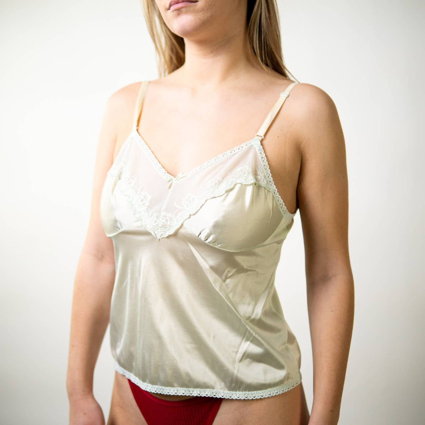 Vintage 90s Mint Green Lace Sheer Cami