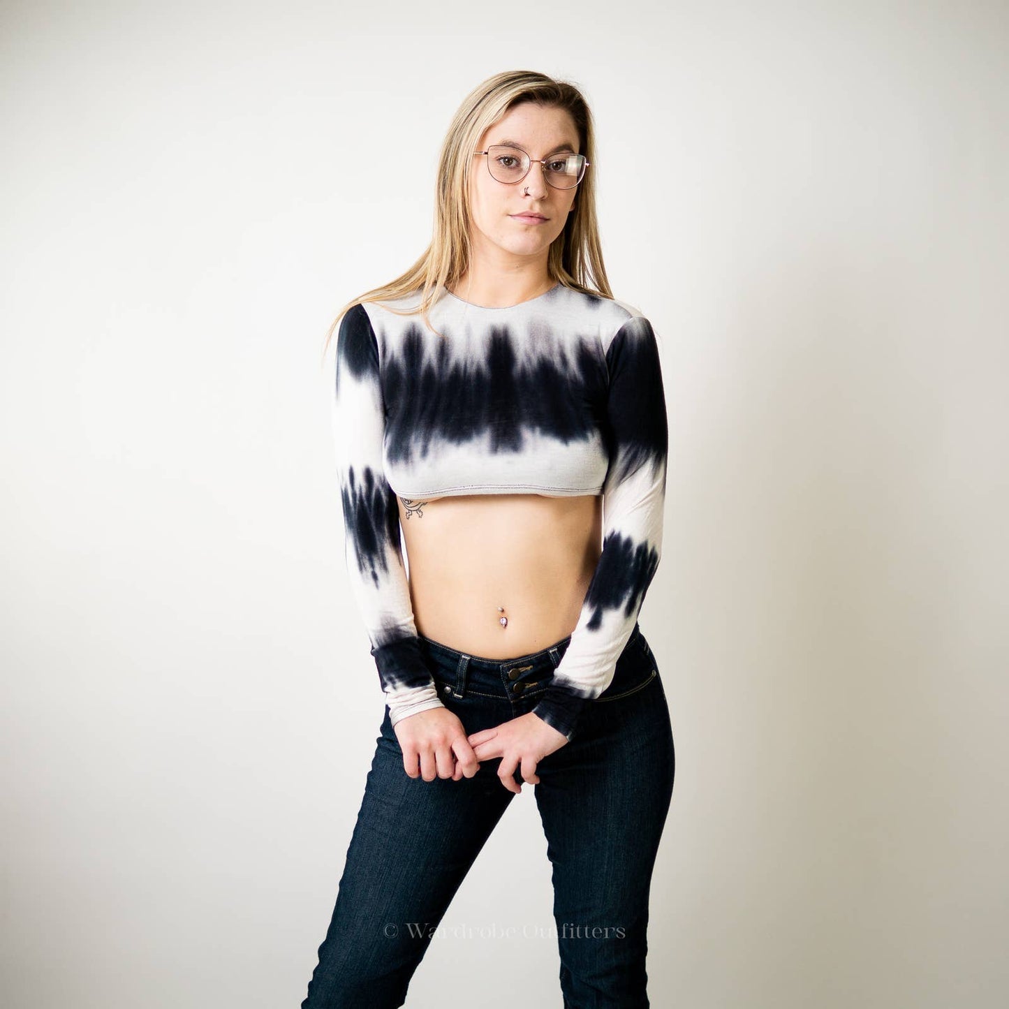 Emory Park Long Sleeve Tie Dye Crop Top Tee - S