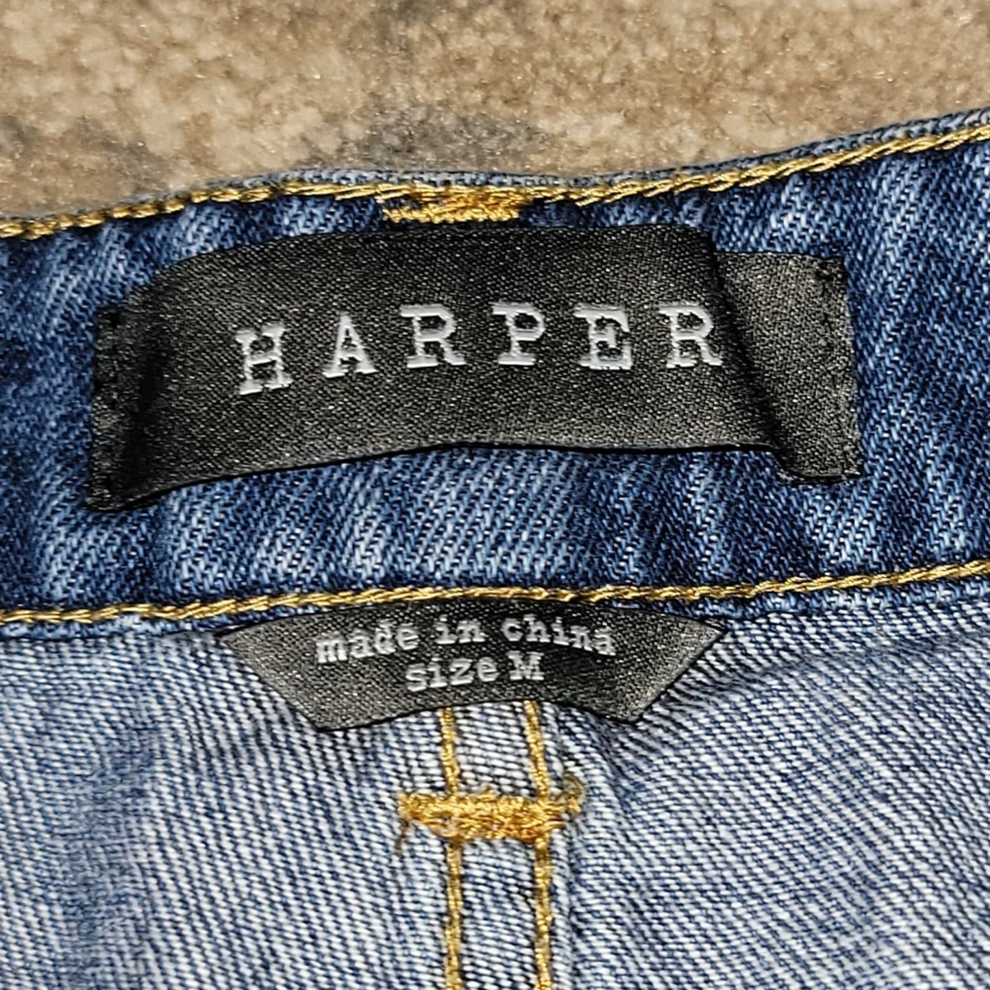 Harper Distressed Light Wash Denim Jean Mini Skirt - M