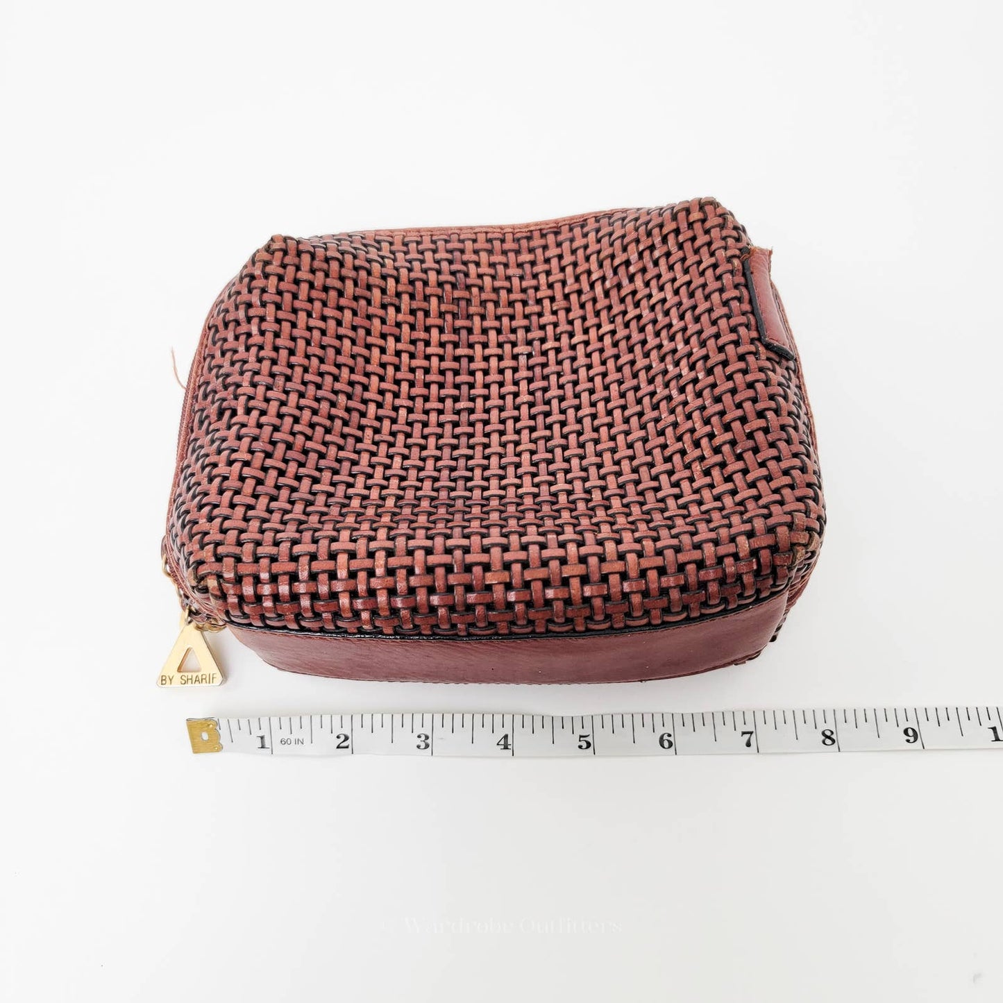 Americana By Sharif Women's Brown Clutch Makeup Bag Woven Purse