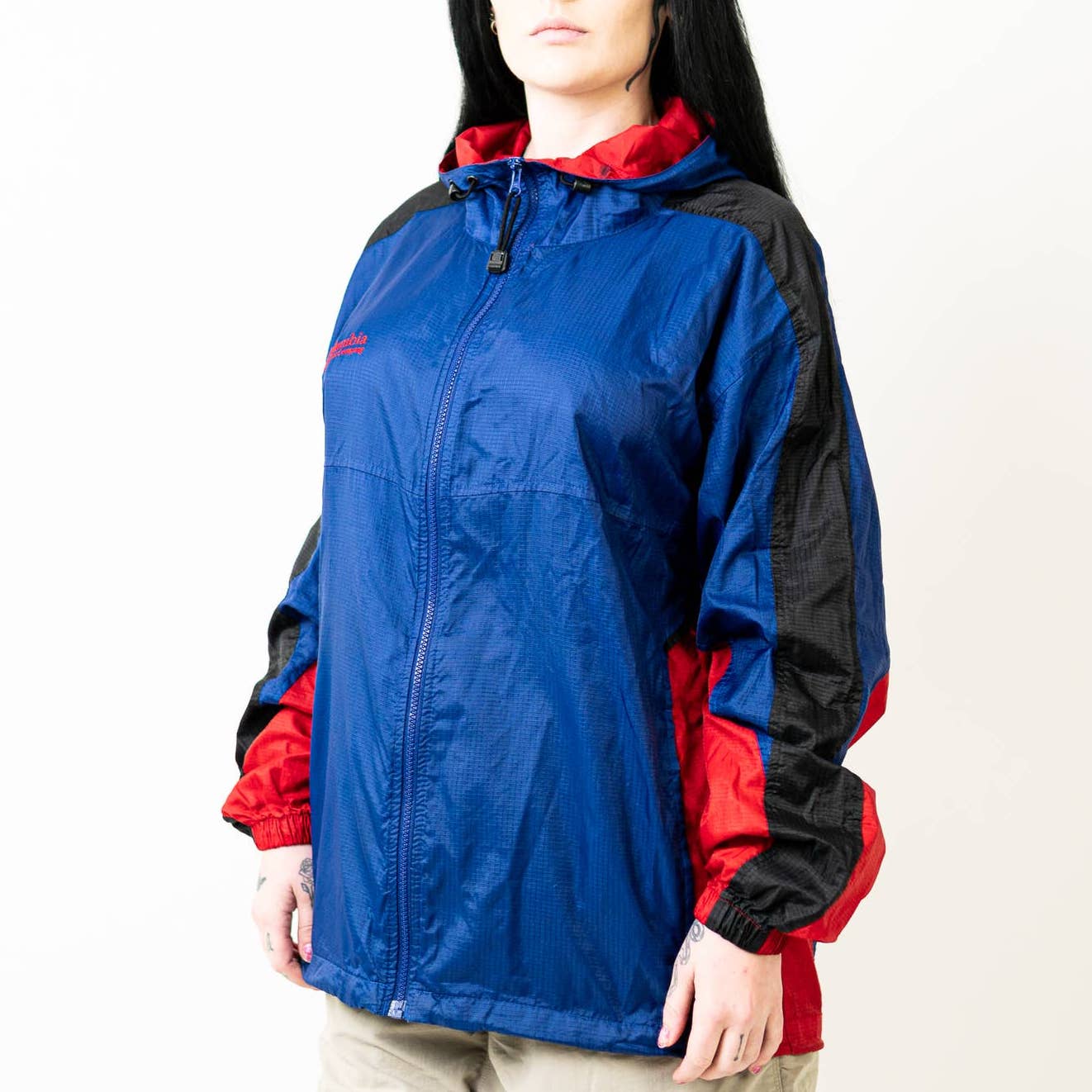 Vintage 90s Columbia Colorblock Windbreaker Track Jacket - S