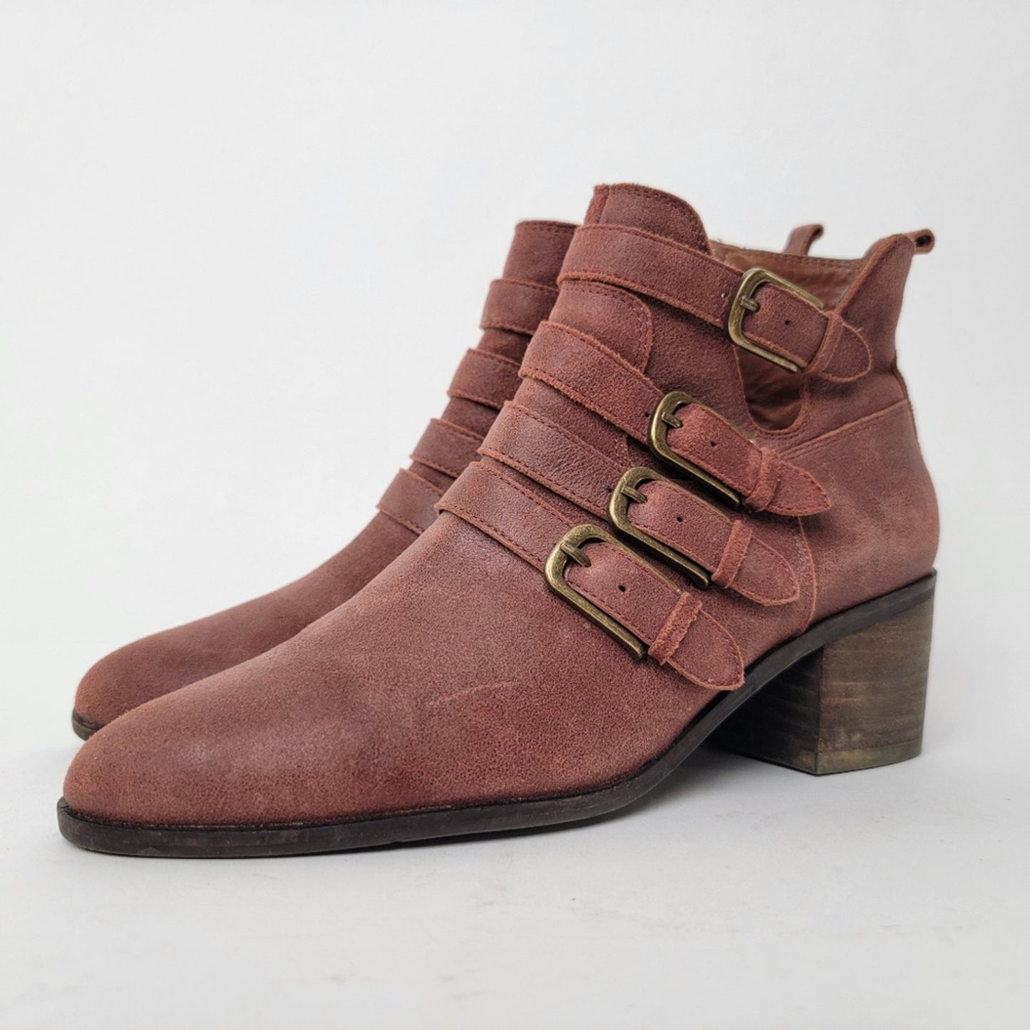 Lucky Brand Loreniah Red Moto Grunge Buckle Ankle Booties - 7.5