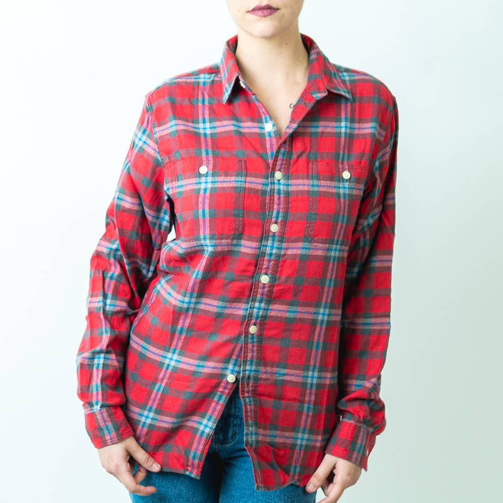 J.Crew Plaid Flannel Long Sleeve Button Sown Shirt - S