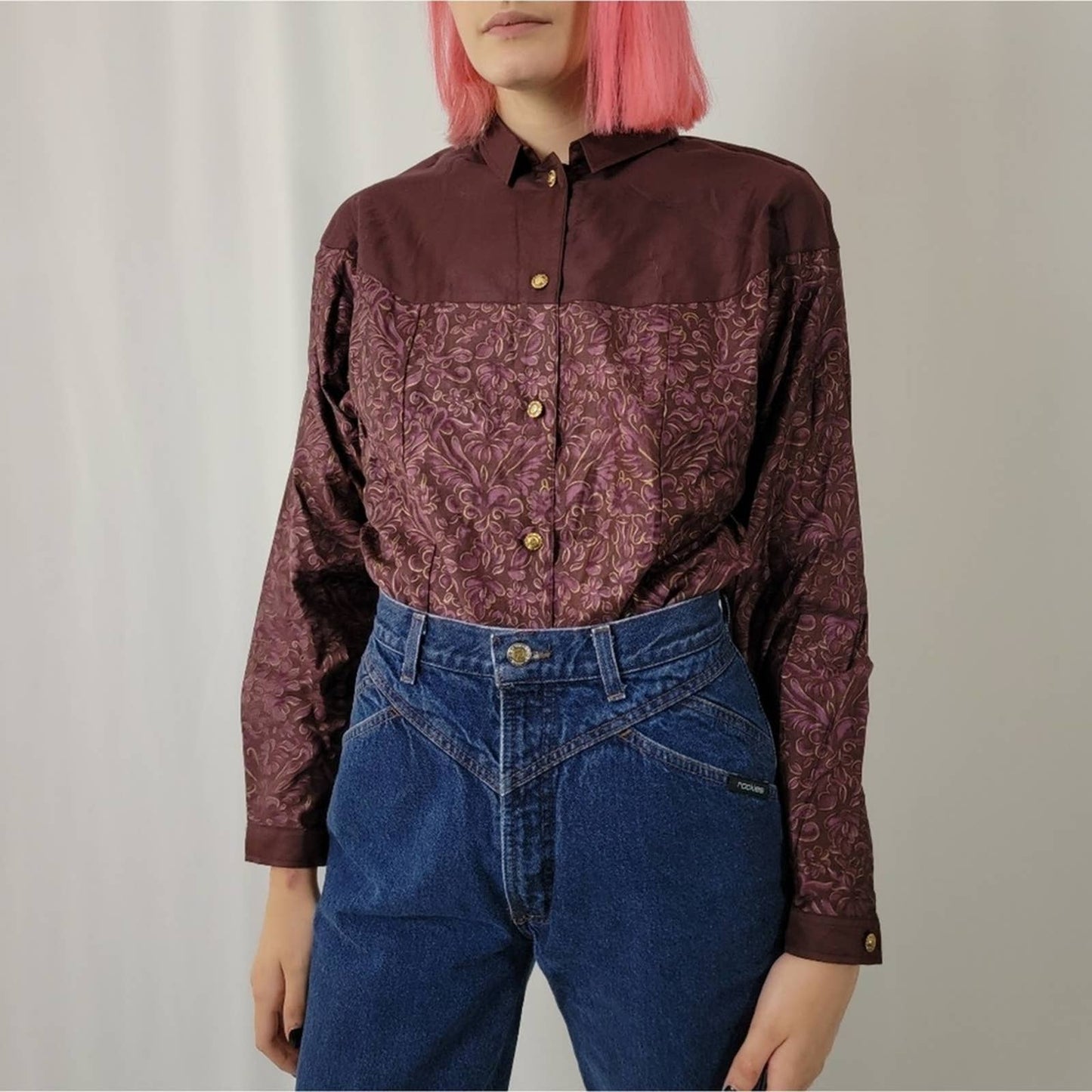 Vintage 90s Western Paisley Bandana Long Sleeve - M