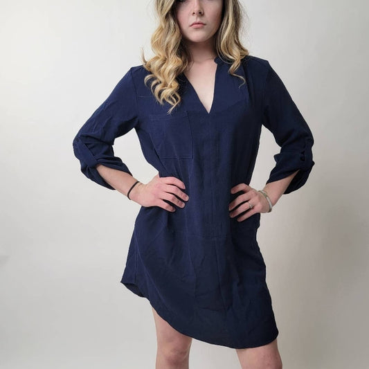 Lush x Anthropologie Navy Blue Summer Tunic Shirt Dress - M