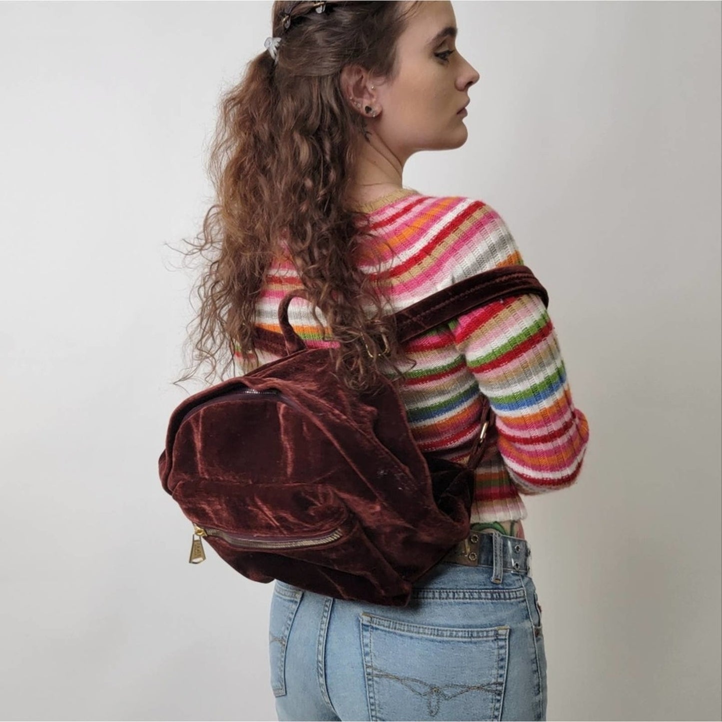 Vintage Y2K Aimee Kestenberg Woodside Velvet Mini Backpack