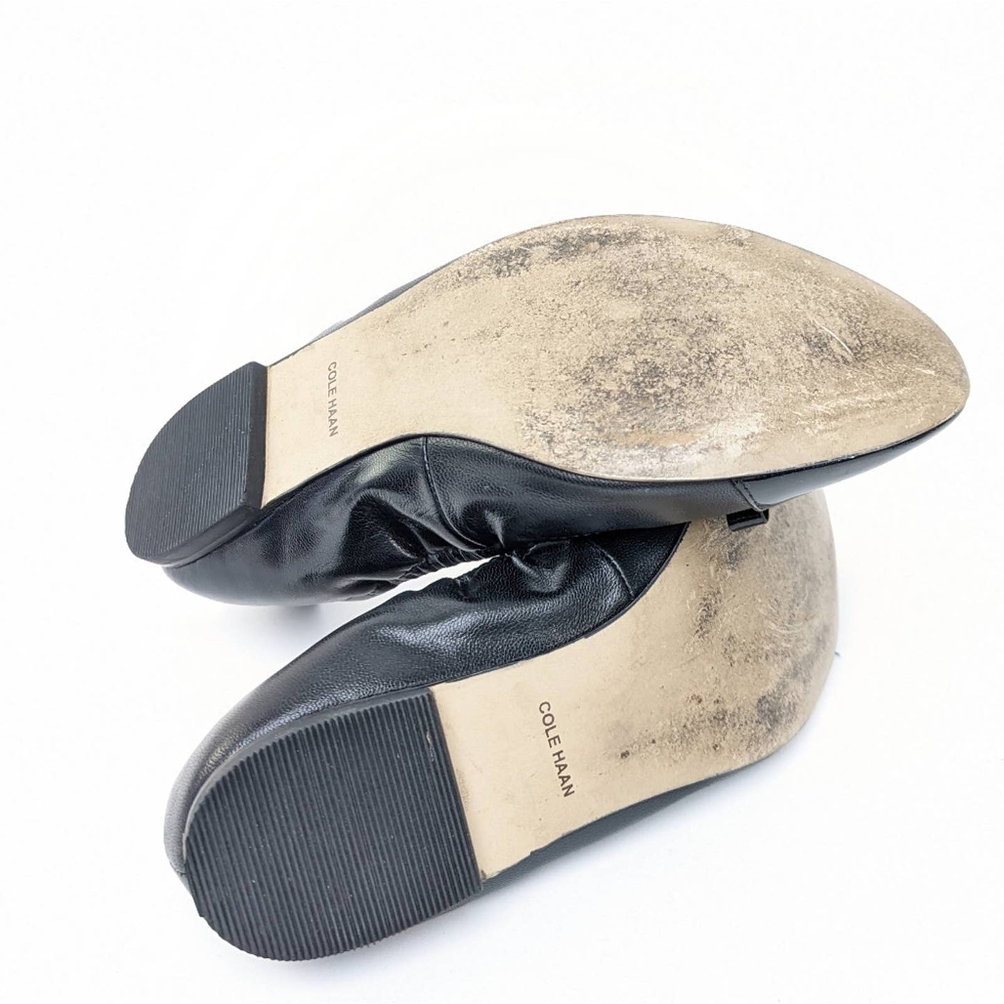 Cole Haan Grand OS Black Leather Ballet Bow Flats - 8