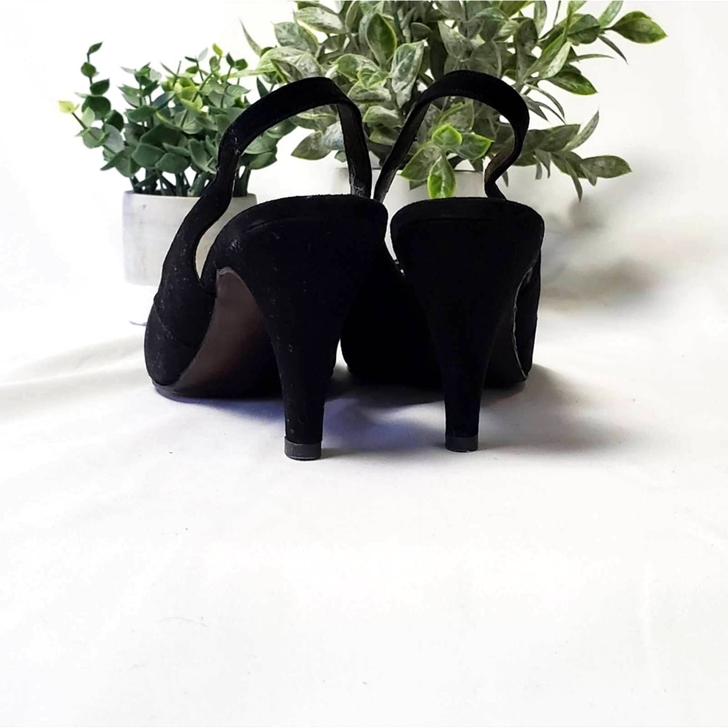 Vintage 1950's Atelier Black Sling Back Heels - 4 1/2