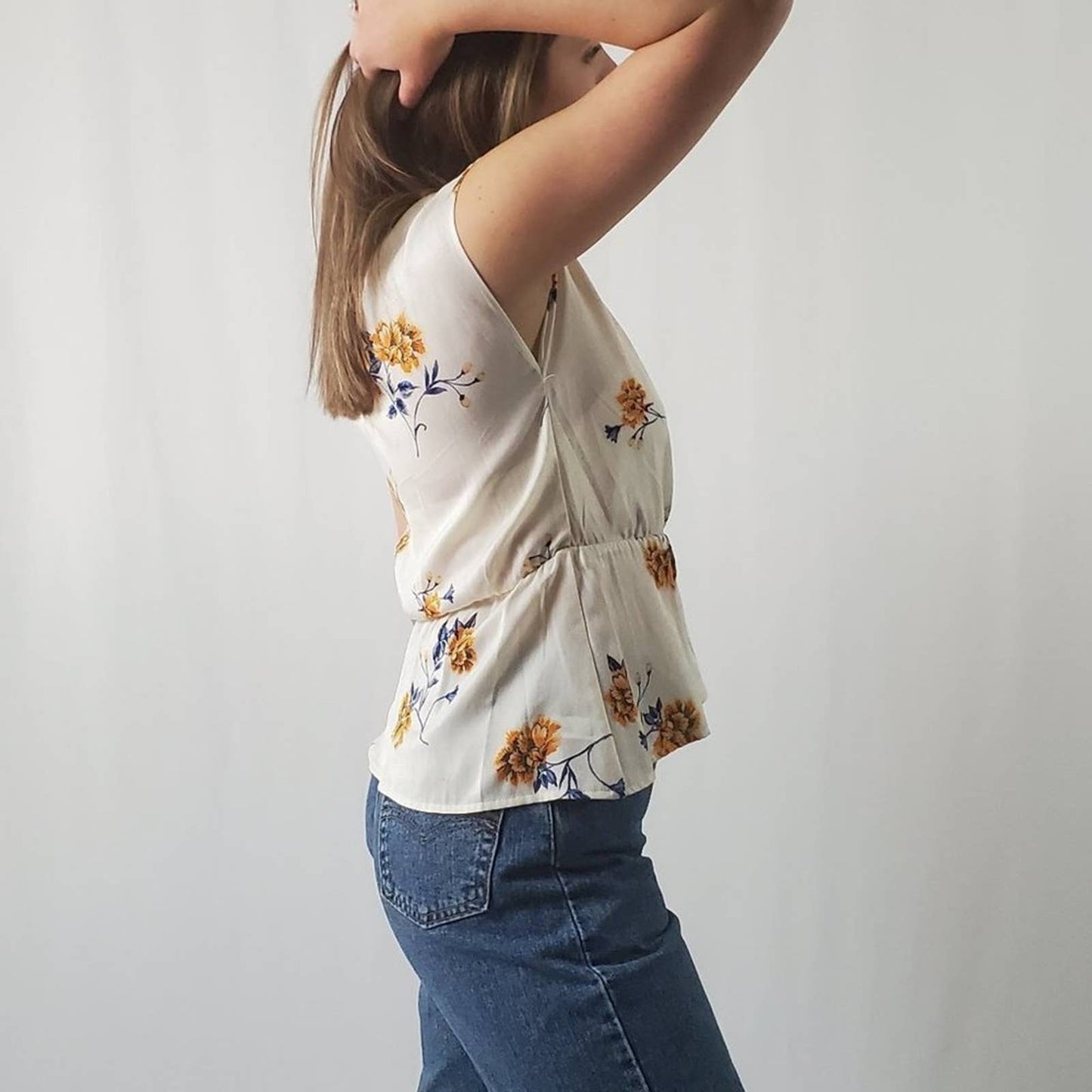 June & Hudson Floral Wrap Peplum Blouse - S