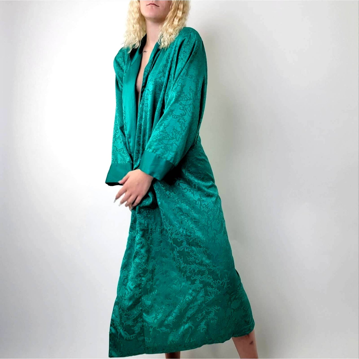 Vintage Victoria’s Secret Gold Label Green Floral Robe - M
