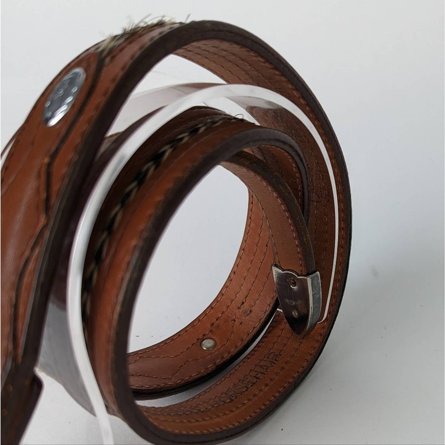Vintage 80s Leather and Horsehair Western Belt - M