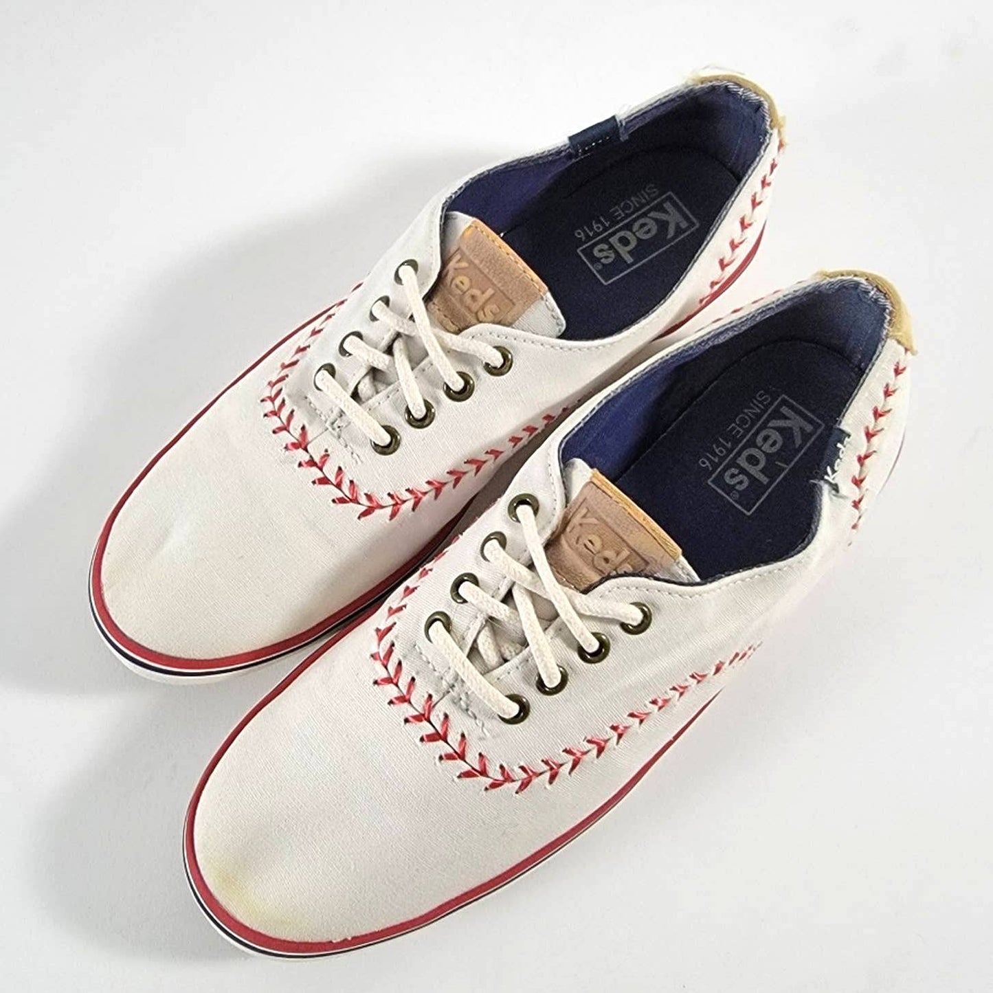 Keds Champion White Baseball Stitch Lace Up Low Top Sneakers - 6.5