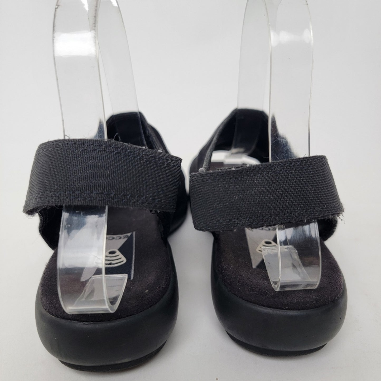 Ecco Black Suede Peep Toe Sandals - 6